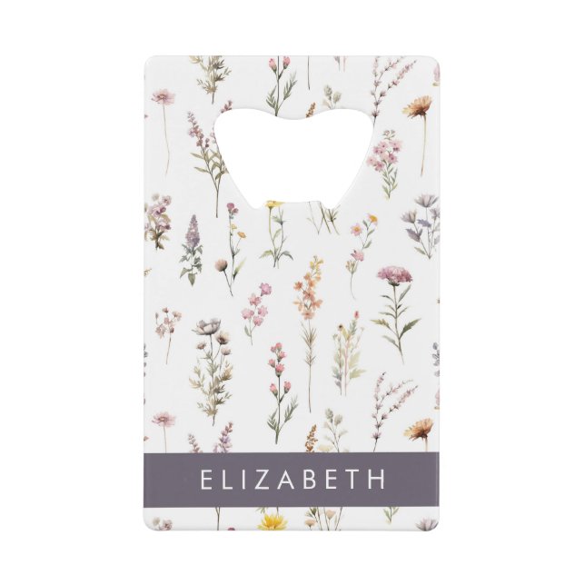 Colourful Flowers, Wildflowers, Greenery, Your Nam (Front)