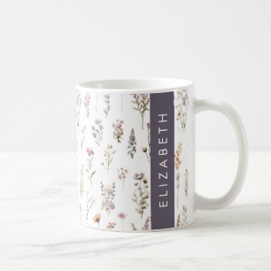 Colourful Flowers, Wildflowers, Greenery, Your Nam Coffee Mug