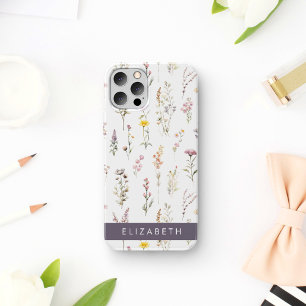 Colourful Flowers, Wildflowers, Greenery, Your Nam iPhone 16 Case