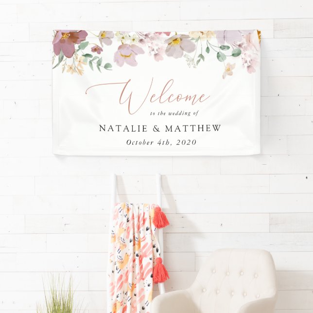 Colourful Flowers, Wildflowers, Wedding Welcome Banner (Insitu)