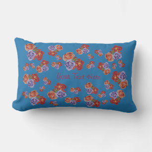 colourful flowers with rose buds and red roses lumbar cushion