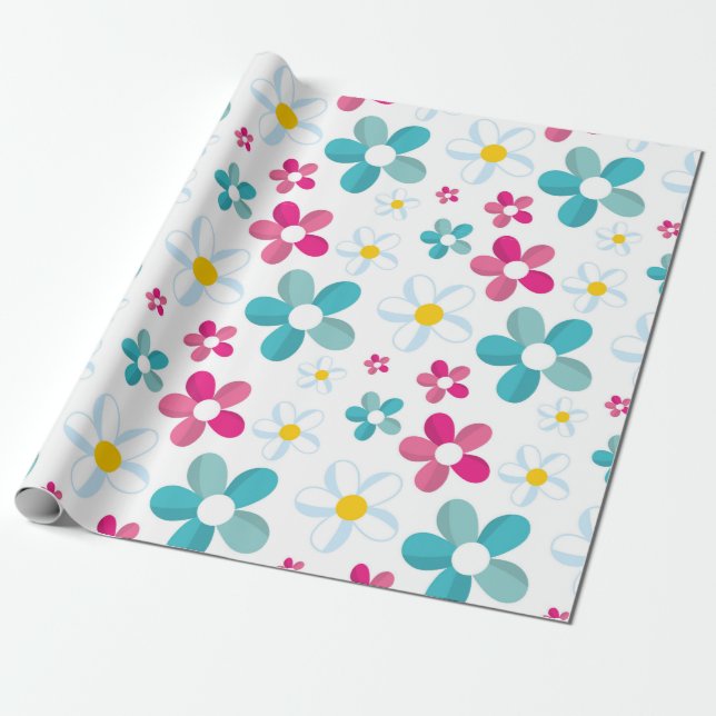 Colourful flowers wrapping paper (Unrolled)