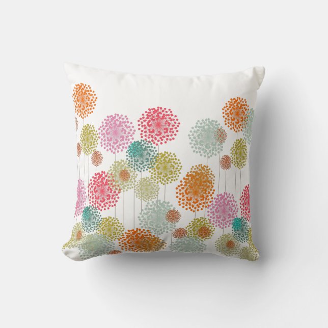 Colourful Fluffies Throw Pillow - Pink Back (Front)