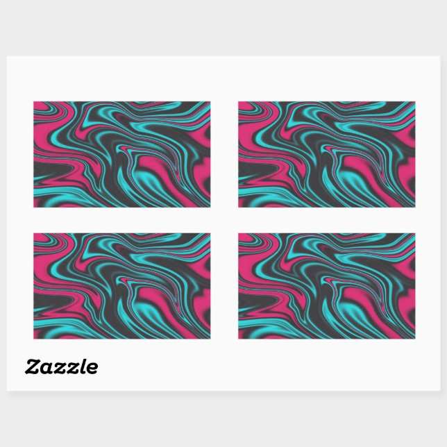 Colourful fluid and wavy rectangle stickers (Sheet)