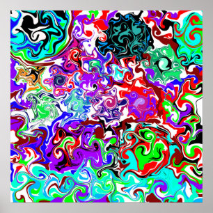 Colourful Fluid Art Marble Pour Painting Effect Poster