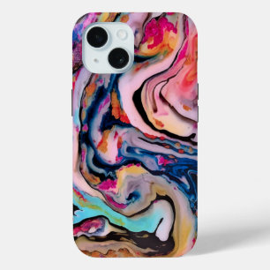 Colourful Fluid Marbling Abstraction iPhone 15 Case