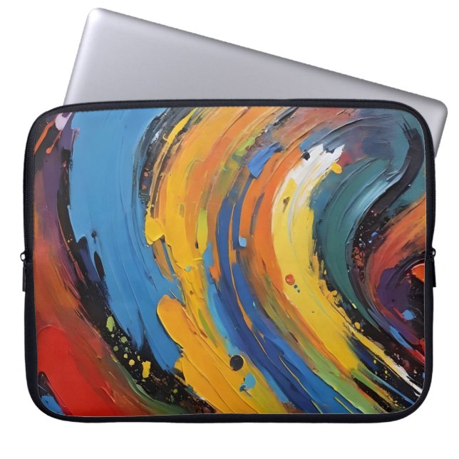 Colourful Fluid Swirls Abstract Expressionism Art Laptop Sleeve (Front)