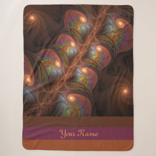 Colourful Fluorescent Abstract Brown Fractal Name Sherpa Blanket