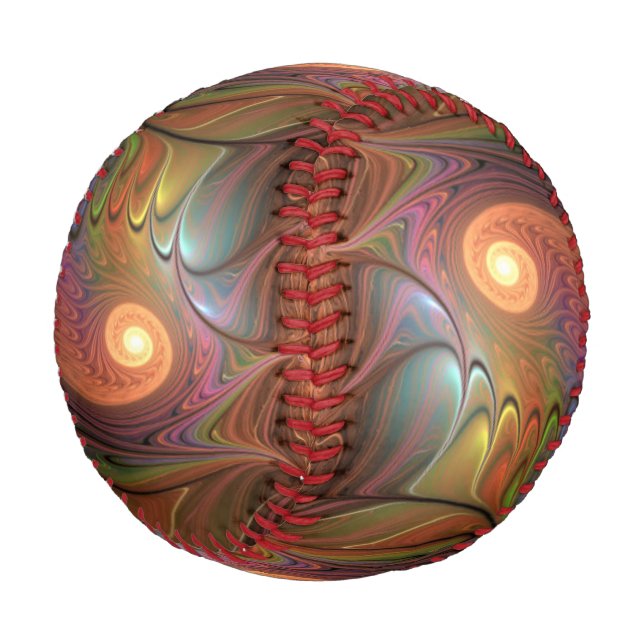 Colourful Fluorescent Abstract Modern Brown Baseball (Angled)