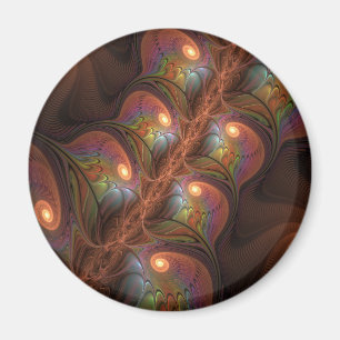 Colourful Fluorescent Abstract Modern Brown Fracta Magnet