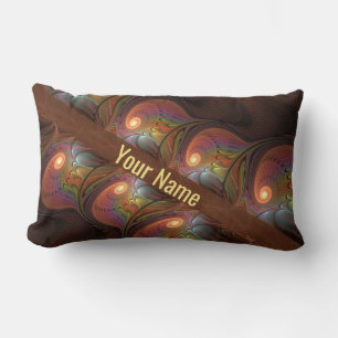 Colourful Fluorescent Abstract Modern Brown Name Lumbar Cushion