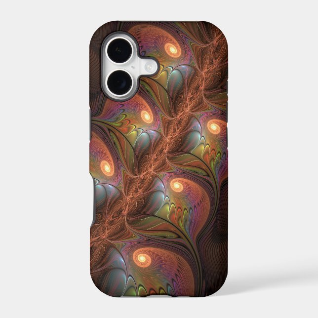 Colourful Fluorescent Abstract Trippy Brown Fracta (Back)