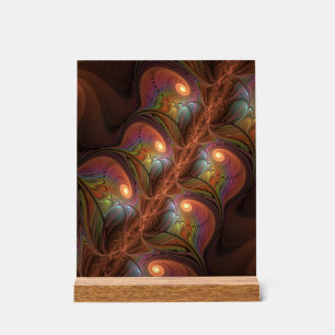 Colourful Fluorescent Abstract Trippy Brown Fracta Acrylic Sign