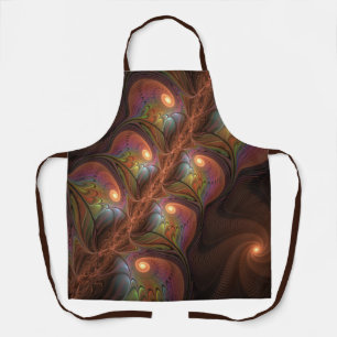 Colourful Fluorescent Abstract Trippy Brown Fracta Apron