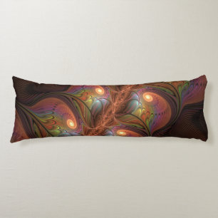 Colourful Fluorescent Abstract Trippy Brown Fracta Body Cushion