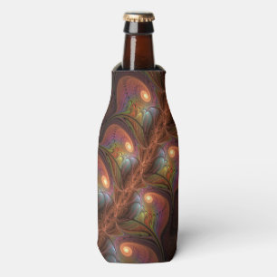 Colourful Fluorescent Abstract Trippy Brown Fracta Bottle Cooler
