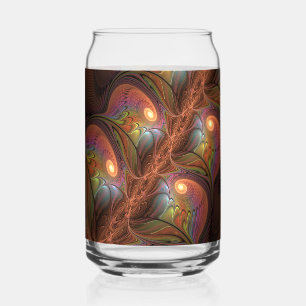 Colourful Fluorescent Abstract Trippy Brown Fracta Can Glass