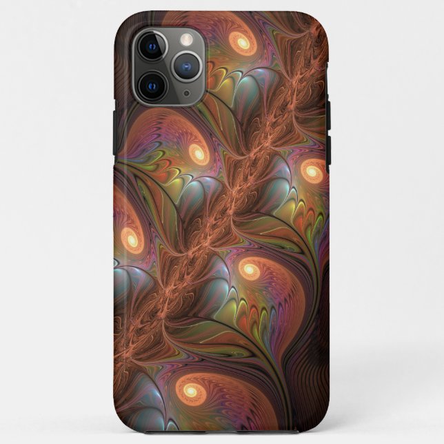 Colourful Fluorescent Abstract Trippy Brown Fracta Case-Mate iPhone Case (Back)