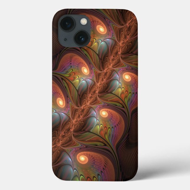 Colourful Fluorescent Abstract Trippy Brown Fracta Case-Mate iPhone Case (Back)