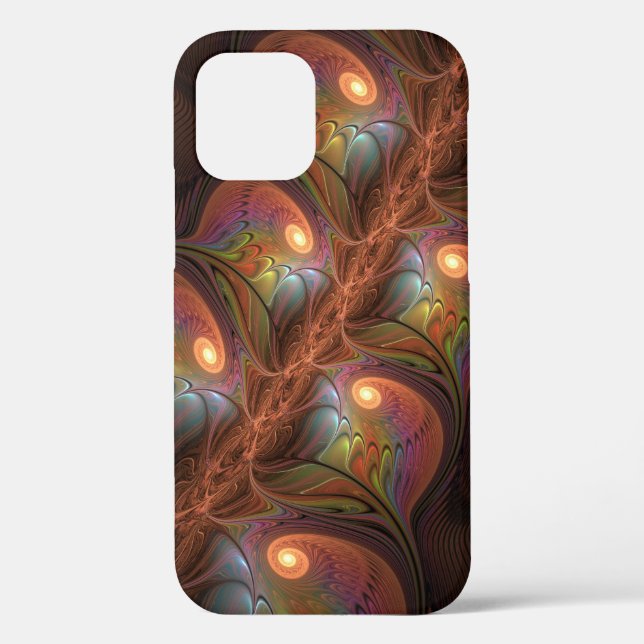 Colourful Fluorescent Abstract Trippy Brown Fracta Case-Mate iPhone Case (Back)