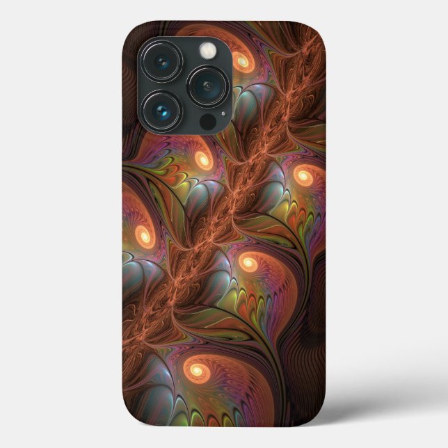 Colourful Fluorescent Abstract Trippy Brown Fracta Case-Mate iPhone Case (Back)