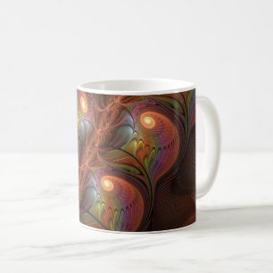 Colourful Fluorescent Abstract Trippy Brown Fracta Coffee Mug