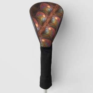 Colourful Fluorescent Abstract Trippy Brown Fracta Golf Head Cover