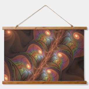 Colourful Fluorescent Abstract Trippy Brown Fracta Hanging Tapestry