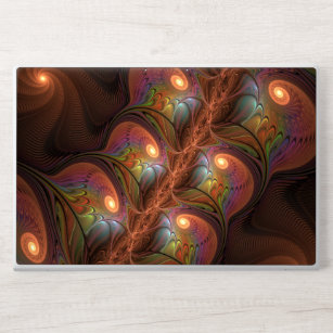 Colourful Fluorescent Abstract Trippy Brown Fracta HP Laptop Skin
