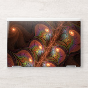 Colourful Fluorescent Abstract Trippy Brown Fracta HP Laptop Skin