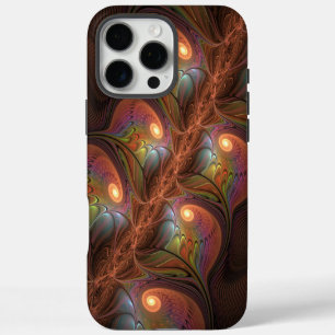 Colourful Fluorescent Abstract Trippy Brown Fracta iPhone 16 Pro Max Case