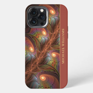 Colourful Fluorescent Abstract Trippy Brown Fracta iPhone 13 Pro Max Case