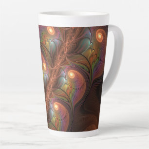 Colourful Fluorescent Abstract Trippy Brown Fracta Latte Mug
