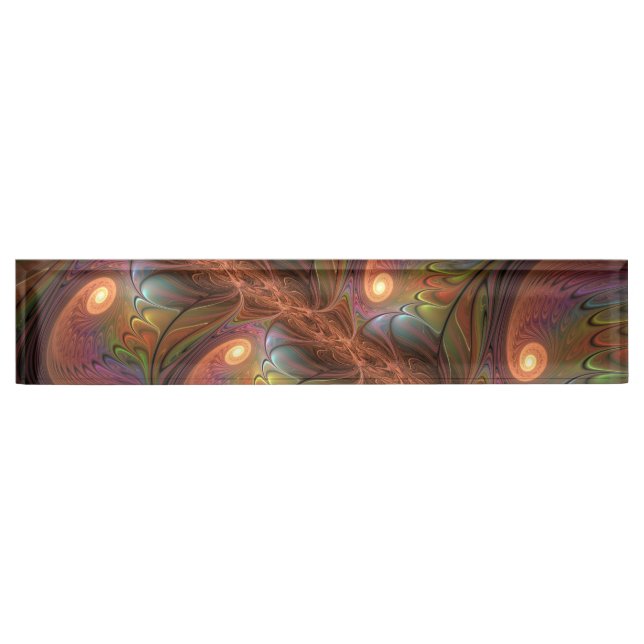 Colourful Fluorescent Abstract Trippy Brown Fracta Nameplate (Front)