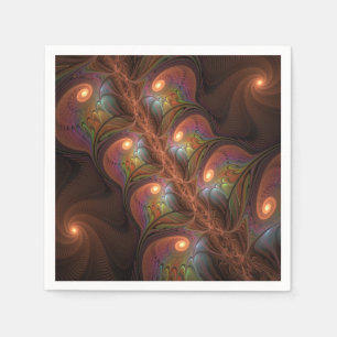 Colourful Fluorescent Abstract Trippy Brown Fracta Napkin