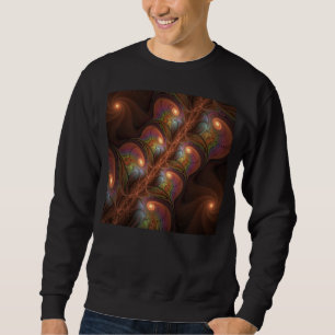 Colourful Fluorescent Abstract Trippy Brown Fracta Sweatshirt