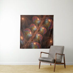 Colourful Fluorescent Abstract Trippy Brown Fracta Tapestry