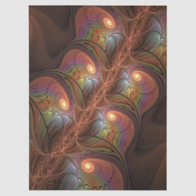 Colourful Fluorescent Abstract Trippy Brown Fracta Tissue Paper (Front)