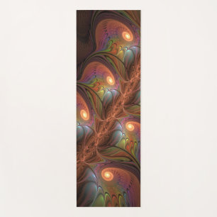 Colourful Fluorescent Abstract Trippy Brown Fracta Yoga Mat