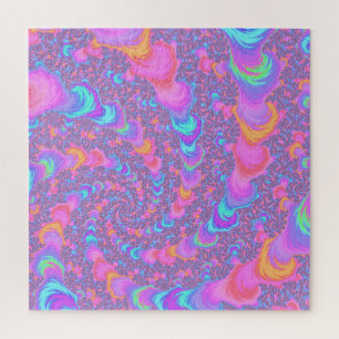 Colourful Fluorescent Trippy Fractal Spiral Jigsaw Puzzle