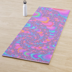 Colourful Fluorescent Trippy Fractal Spiral Yoga Mat