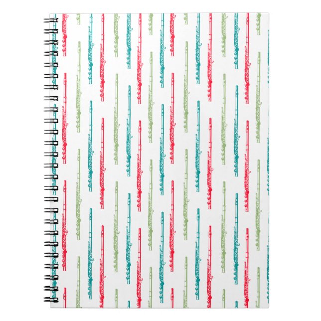 Colourful Flute Instrument Themed Music Student Notebook (Front)