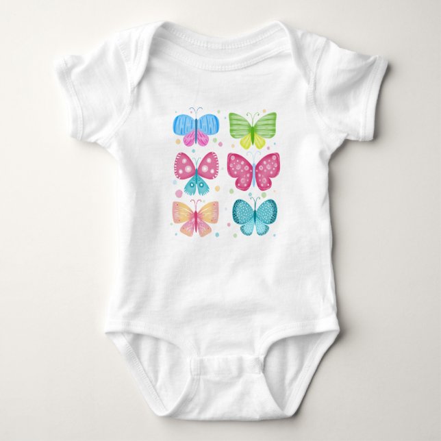 Colourful Flutter Friends Baby Bodysuit (Front)