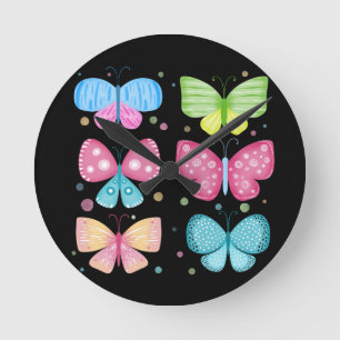 Colourful Flutter Friends Round Clock