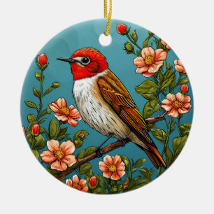 Colourful flycatcher Bird Ceramic Ornament