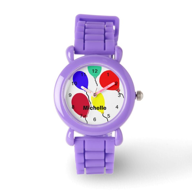 Colourful Flying Balloons PERSONALIZE Name Watch (Front)