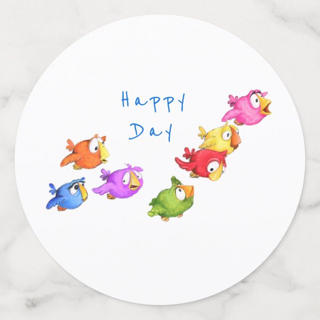Colourful Flying Birds Confetti - Custom Text (Large Back)