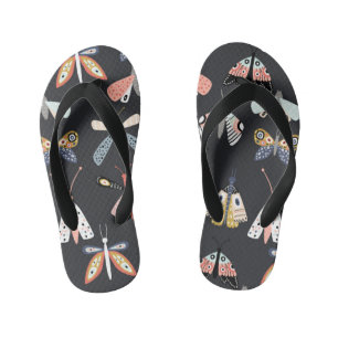 Colourful flying moth butterflies kid's thongs