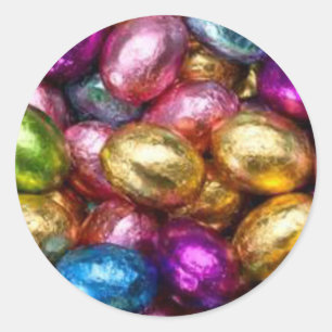 colourful foil chocolate Easter eggs Classic Round Sticker