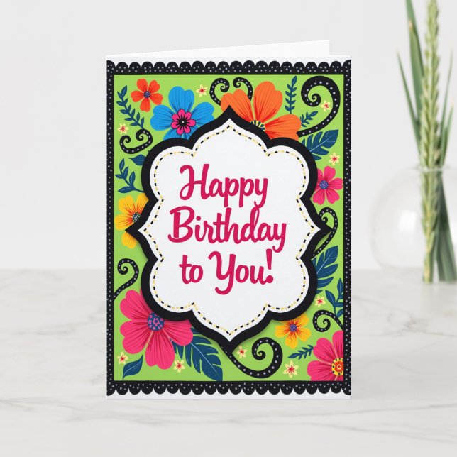 Colourful Foliage Birthday Card (Front)